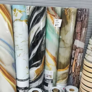 Modern Self Adhesive PVC Wallpaper Grey Marble Waterproof Sheet Roll White Marble Wall Cover for Kitchen Bathroom Apartment
