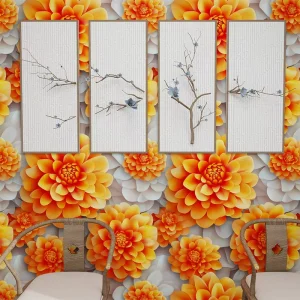 Modern Self adhesive Home Wallpaper Waterproof and Anti Fouling Floral Background Decorative Wallpaper
