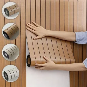 Modern Self-adhesive PVC Wallpaper 3D Stripes Plaid Grille Panel Peel-and-stick Hotel Household Soundproof Fireproof Waterproof