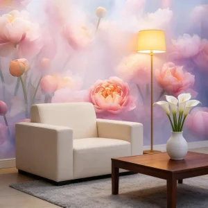 Modern Silk Floral Wallpaper with Misty Effect for Bedroom and Living Room Wall Art Decoration