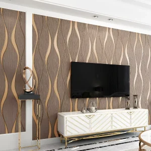 Modern Simple Dark Coffee 3D Water Ripple Curve Striped Wallpaper Bedroom Living Room Background Hotel Fashion Relief Wallpaper