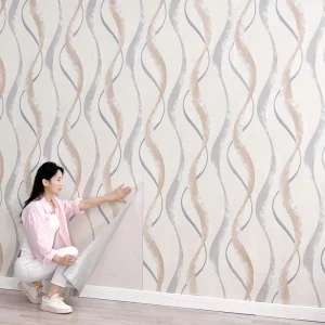 Modern Simple Self Adhesive Wallpaper Living Room Bedroom Personality Wave 3D Vertical Stripes TV Background Wall Stickers