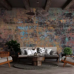 Modern Stripes Plaid Rust Colored Silk Waterproof Anti-Static Moisture-Proof Living Room Wallpaper