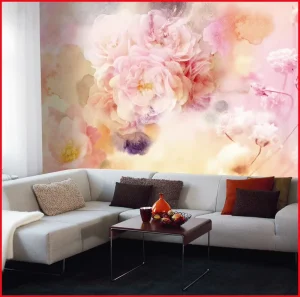Modern Style 3D Floral Flower Wallpaper Digital Printing Non Woven Moisture Proof