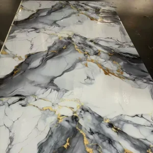 Modern Style 3D Glossy Vinyl Foam Waterproof PVC Marble Tiles Wall Sticker Peel Stick Wallpaper Geometric