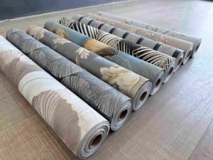 Modern Style Deep Pressed Embossing Gold Foil PVC Self Stick Wallpaper Durable Waterproof Wallcovering for Interior Wall Decor