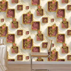 Modern Style Geometric Floral Leaves Damask Feather Pattern 3D Mural PVC Vinyl Wallpaper Rolls