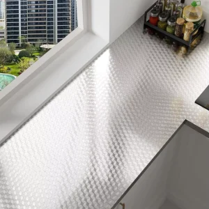 Modern Style PVC Drawer Liner Wall Stickers Silver Waterproof Geometric Pattern Home Kitchen Oil Proof Wallpaper Household Use