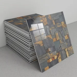Modern Style Waterproof Marble Tiles Wall Sticker Glossy Vinyl Foam 3D Peel and Stick Wallpaper for Kitchen Home Decoration