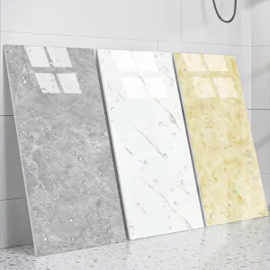 Modern Thickened PVC Board Wallpaper Self-Adhesive Geometric Marble Tile Waterproof Peel Stick for Living Room Toilet Bathroom