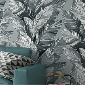 Modern Tropical Banana Leaf Wall Covering Decorative 3D Waterproof PVC Wallpaper Roll for Background Room Walls Decor
