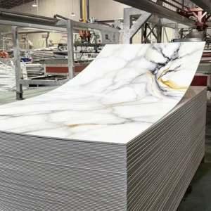 Modern Waterproof Fireproof Soundproof PVC Wall Panel Wood Veneer High Glossy Finish for Bedroom Bathroom Hotel Interior