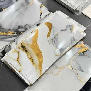 Modern Waterproof Marble Peel and Stick Anti Mold Tile Wall Sticker for Kitchen and Apartment Living Room