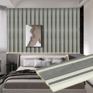 Modern Waterproof Wooden Grain Fluted Panel PS Wall Cladding Interior Commercial Space Decoration