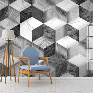 Modern White Cubic Marble Luxury Wallpaper Mural Sticker 3d Wall Paper