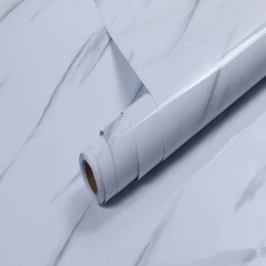 Modern White Marble Wallpaper Self Adhesive Foil Sticker Waterproof Oil Proof for Home Kitchen Countertop Geometric