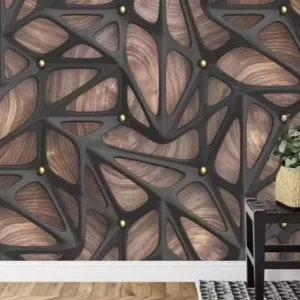 Modern Wood Grain Geometric Wallpaper Simple Luxury Living Room Mural Waterproof Moisture Proof for Hospitals
