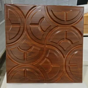 Modern Woodgrain Color Square Ceiling 3D PVC Wall Panel for Staircase and Home Decor