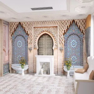 Moroccan Style Architectural Mural Pattern Wallpaper