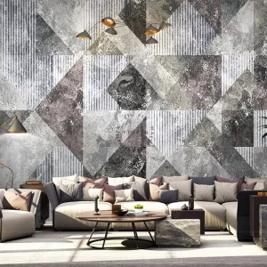 Mottled Geometric Lines Wall 3D Peel Stick Removable Wallpaper