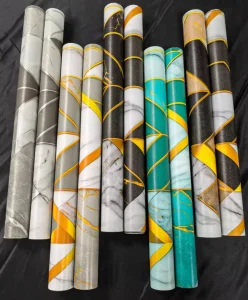 Gold Line Geometric Pvc Wallpaper Peel and Stick Waterproof Self Adhesive Wall Sticker for Home Hotel Office Interior Decoration