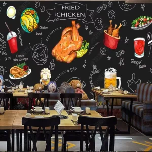 Mural 3D Picture Fried Chicken Wallpaper Background for Decoration Wallpaper for Restaurant