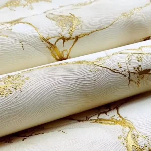 MyWow Eco-friendly Luxury Golden Marble Design Wallcoating 3D PVC Metallic Ready Stock High Textured Wallpaper