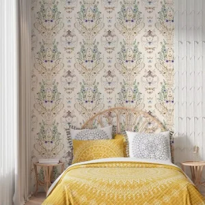 Mysterious Scandinavian Waterproof Floral Antlers Leaves Self Adhesive Removable Wallpaper Household Use for Kitchen/Living Room