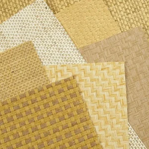Natural Beige Retro Geometric Wallpaper Woven Sisal Grasscloth Undyed Wallcovering Grass Cloth Wallpaper
