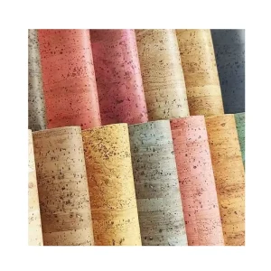 Natural Cork Material PU Knitted Ara Shoes Slub Pattern Cork Fabric Wallpaper Color Free Sample for Sofa Use