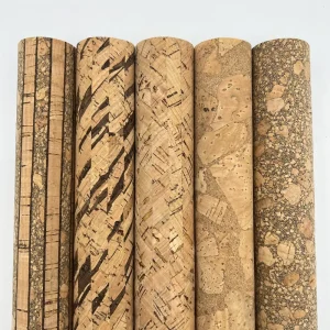 Natural Cork Material PU Knitted Ara Shoes Slub Pattern Cork Fabric Wallpaper Free Sample for Sofa Use