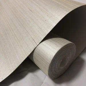 Natural Grasscoth Texture Wallpaper Durable Beige Abaca Wallpaper Non Woven Backed Wallpaper for Printing