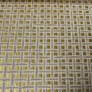 Natural Style Paper Waving with Gold Foil Background Grasscloth Sticker Wallpaper Rolls Hotel Decor