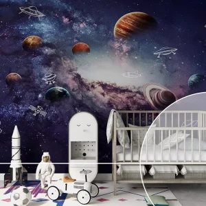 Nebulae Design Digital Printing Kids Murals Wallpapers for Bedrooms 3D