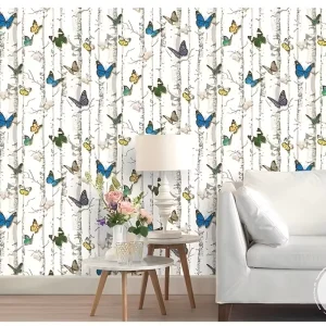 New Arrival Colorful Butterfly Peel and Stick Wallpaper Removable Waterproof PVC Wall Covering for Rental House Bedroom Decor