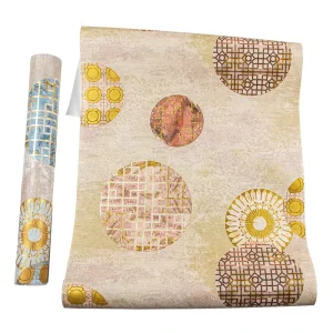 New Chinese Retro Waterproof Circle Wallpaper Golden 3D Embossed for Home Hotel Library Living Room Background Wall Decor