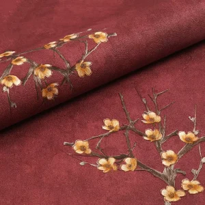 New Chinese Style 3D Waterproof PVC Plum Blossom Flower Zen Wallpaper for Tea Rooms Hotels Restaurants Background Walls