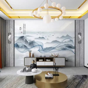 New Chinese Style High End Moisture Proof TV Background Wall Room Sophisticated Seamless Xuan Velvet Fabric Wallpaper