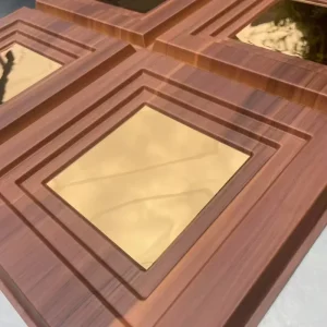 New Design Mirror PVC Wooden 3D Wall Panel Customizable Walls Ceiling Decoration Waterproof Fireproof and Moisture-proof