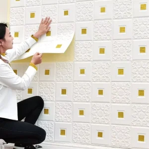 New Design Soundproof Self Adhesive Wall Sticker Decorative 3D Foam Brick Wallpaper in China