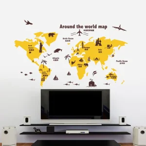 New Design Travel PVC Home Background DIY World Trip MAP Removable Vinyl Travel World Map Wall Sticker for Children Kids Room