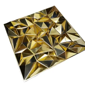 Newest Design PVC Wallpaper Ceiling Waterproof Electroplating Gold PVC 3D Wall Panel
