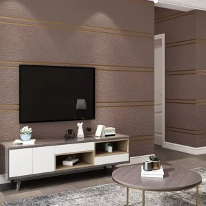 Non Woven Deerskin Velvet Wallpaper with Wide Stripes Plain Color Minimalist TV Background Wall Living Room