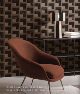Non Woven Geometric L Shape Modern Wallpaper Sound Absorbing Breathable Durable Luxury Brown Black Mosaic for Bedroom Living