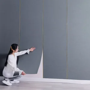 Non Woven Luxury Linen Wallpaper Rolls Texture Vinyl Wallcovering