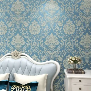 Non Woven Self-adhesive Wallpaper European Style Large Flower Vertical Stripe Non-woven Wallpaper Living Room