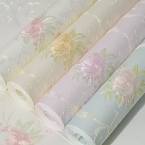Non Woven Wall Paper 3D Home American Style Rural Countryside Damask Floral Adhesive Easy to Install Peel and Stick Wallpaper