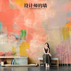 Nordic Hand Painted Geometry Art Personalized Breathable Waterproof Nonwoven Fabric Wallpaper Living Room TV Background Study