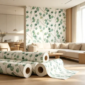 Nordic Style Green Leaf Wallpaper Self Adhesive Waterproof PVC Wall Paper for Living Room Nature Inspired Wall Covering DIY
