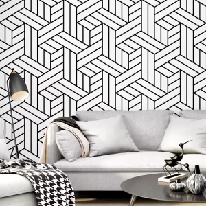 Nordic Style Modern Minimalist Wallpaper 3D Effect Black White Lattice Geometric Design for TV Background Bedroom Living Room